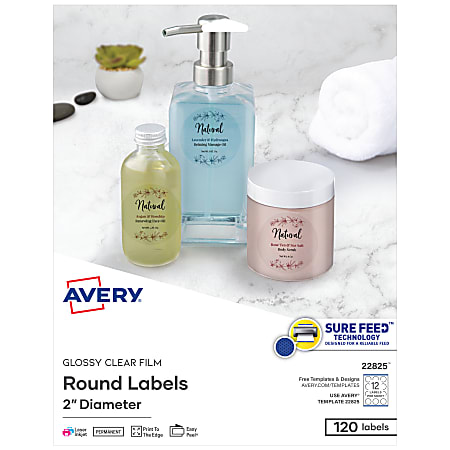 Avery® Easy Peel® TrueBlock® Print-To-The-Edge Inkjet/Laser Labels, Round,  22825, 2
