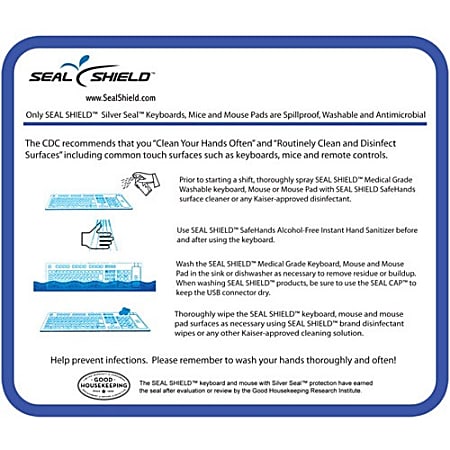Seal Shield SEAL PAD - Mouse Pad - 6" x 7" Dimension - Silver