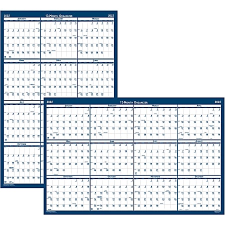 House of Doolittle Write-on Laminated Wall Planner - Professional - Julian Dates - Monthly - 1 Year - January 2022 till December 2022 - 18" x 24" Sheet Size - 0.75" x 1" Block - Blue, Gray