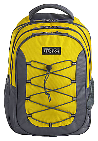 Kenneth Cole Reaction Laptop Backpack With Bungee Cords, Yellow/Gray
