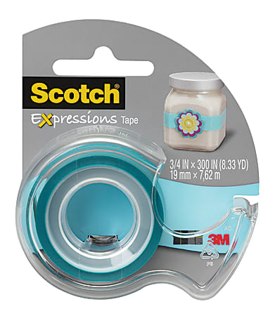 Scotch® Expressions Tape With Dispenser, 3/4" x 300", Dark Blue