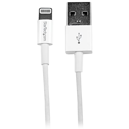 StarTech.com 1m (3ft) White Apple 8-pin Slim Lightning Connector to USB Cable for iPhone / iPod / iPad - 3.28 ft Lightning/USB Data Transfer Cable for iPhone, iPod, iPad