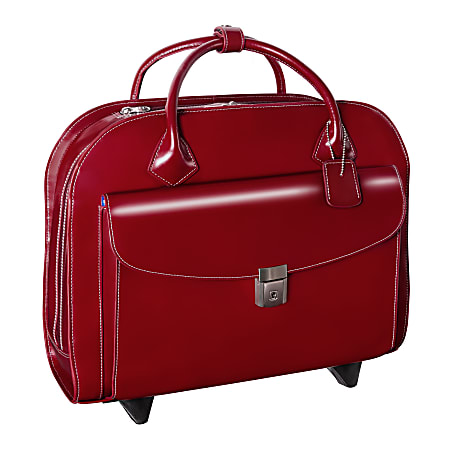 McKleinUSA Granville Leather Wheeled Ladies Briefcase For 15.4 Laptops Red  - Office Depot