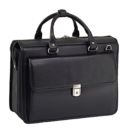 McKleinUSA 15.6" Leather Litigator Laptop Briefcase - Briefcase - Shoulder Strap , Hand Strap - 15.4" Screen Support - Leather - Black