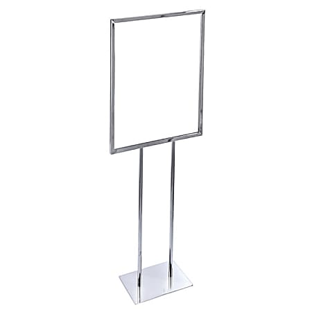 Azar Displays Single-Panel Narrow Floor Easel, Steel, Silver