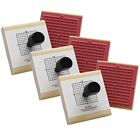 Ready 2 Learn Wood X-Y Axis Stamps, 3-1/4" x 2-3/4" x 2-15/16", Multicolor, Pack Of 3 Stamps