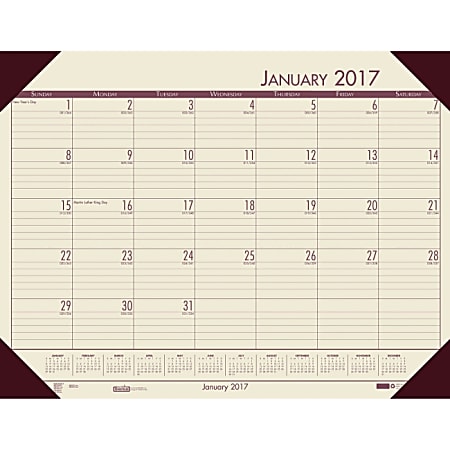 House of Doolittle Ecotones Compact Calendar Desk Pads - Julian - Monthly - 1 Year - January 2018 till December 2018 - 1 Month Single Page Layout - 22" x 17" - Desk Pad - Tan - Leatherette, Paper - Holder, Non-refillable