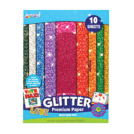 Artskills Glitter Premium Paper 9 x 12 Assorted Pack Of 10 - Office Depot