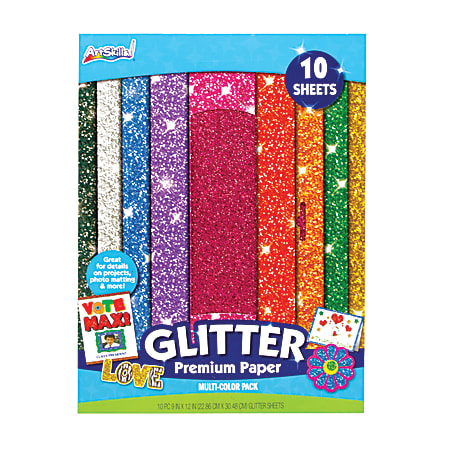 Artskills® Glitter Premium Paper, 9" x 12", Assorted, Pack Of 10