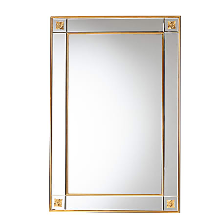 Baxton Studio Iara Modern Glam And Luxe Wood Accent Wall Mirror, 42”H x 28”W x 1-3/16”D, Antique Goldleaf