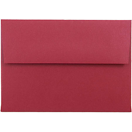 JAM Paper® Envelopes, #4 Bar (A1), Gummed Seal, Red Metallic, Pack Of 25