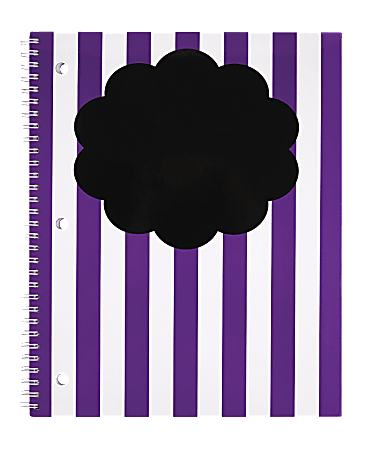 Divoga® Chalk Notebook, 8 1/2" x 10 1/2", College Ruled, Purple Stripe Design, 80 Sheets