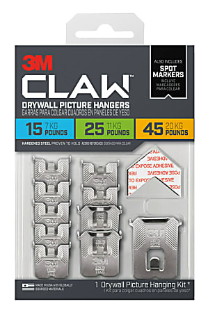 3M CLAW Drywall Picture Hangers 15 Lb Pack Of 10 Hangers - Office Depot