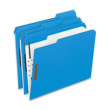 Oxford® 1/3-Cut Color Fasteners Folders, Letter Size, Blue, Box Of 50