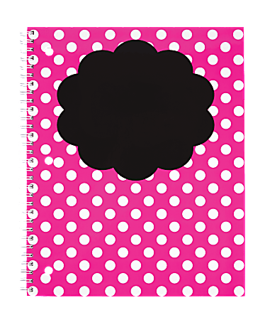 Divoga® Chalk Notebook, 8 1/2" x 10 1/2", College Ruled, Pink Polka Dot Design, 80 Sheets