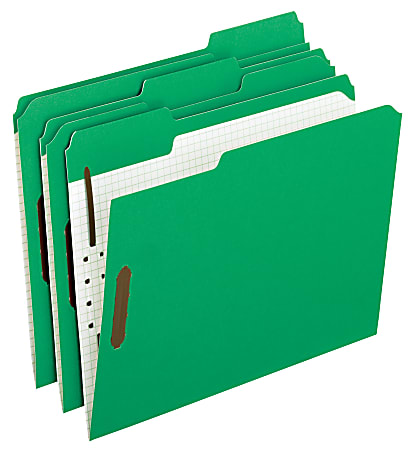Oxford® Interior Grid Folders With Fasteners, Letter Size, Green, Box Of 50