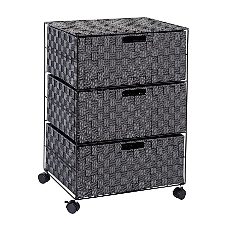 Honey-Can-Do Small Storage Cabinet with Wood Frame & Woven Fabric Drawers - Espresso