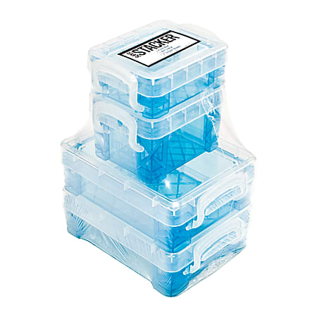 Super Stacker Storage Boxes, 5 Cups, Assorted Colors, Pack Of 4