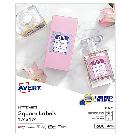 Avery® Printable Blank Labels, 22805, Square, 1.5" x