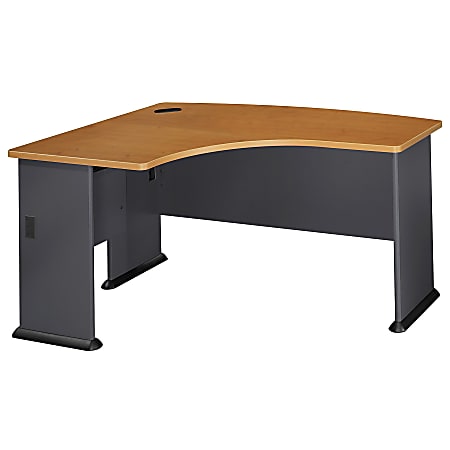 Bush Business Furniture Office Advantage L Bow Desk Left Handed, 60"W x 44"D, Natural Cherry/Slate, Premium Installation