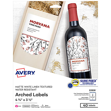 Avery® Water-Resistant Arched Labels With Sure Feed®, Print