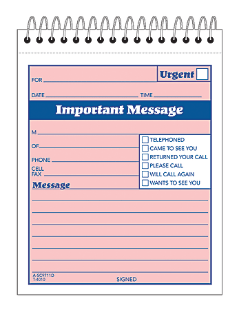 Adams® "While You Were Out" Message Pad, 4 1/4" x 5 1/2", 50 Sheets, Pink