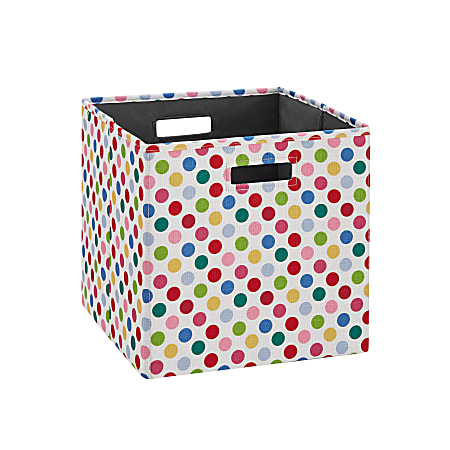 Linon Emmet Storage Bins, 13”H x 13”W x 13”D, Polka Dot, Set Of 2 Bins