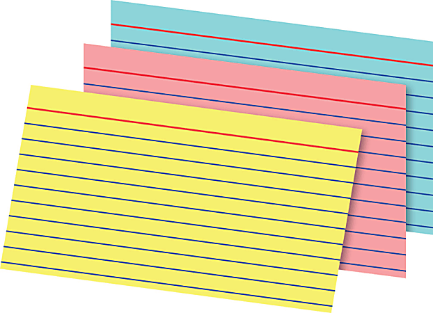 6 Pk) Border Index Cards 4x6 Lined Primary Clrs 75 Per Pk
