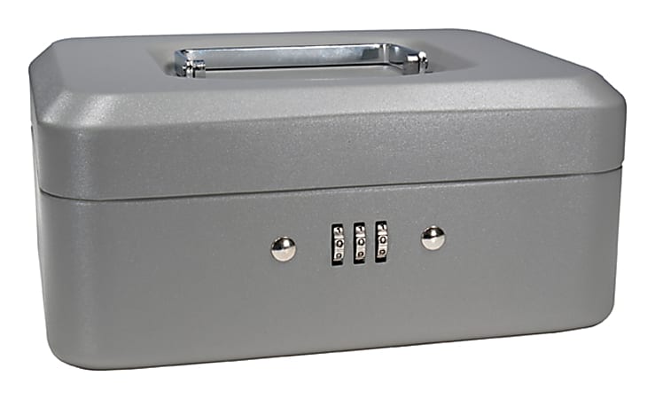 Barska Small Combination Lock Cash Box, 3 1/2" x 6 5/16" x 8", Gray