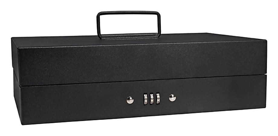 Barska 17 Combination Lock Cash Box With Tray, 10 Compartments