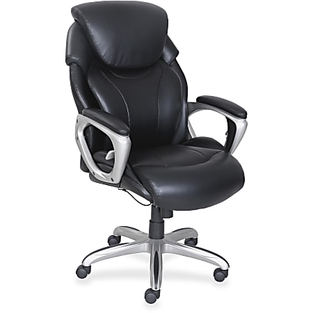 Lorell® Wellness by Design® Air Tech Ergonomic Bonded Leather Executive Chair, Black