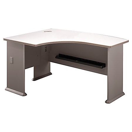 Bush Business Furniture Office Advantage L Bow Desk Left Handed, 60"W x 44"D, Pewter/White Spectrum, Premium Installation