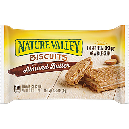 NATURE VALLEY Flavored Biscuits, Almond Butter, Cinnamon - 1.35 oz, 16 Per Box - 1 Box