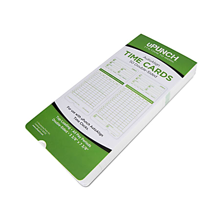 uPunch All Pay Periods Time Cards, For Non-Calculating Clocks, 2-Sided, 7.5" x 3.5", Green, Pack Of 50, HNTCG1050-R