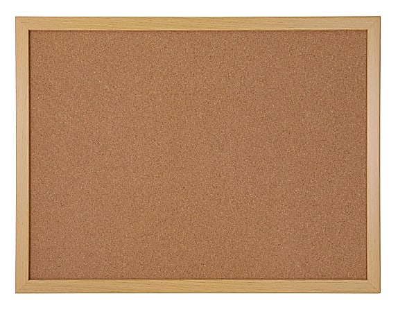 Office Depot® Brand Cork Bulletin Board, 18" x 24", Wood Frame With Light Oak Finish