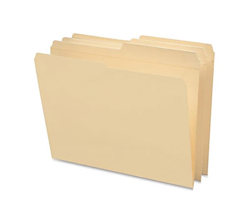 Smead 1/2 Tab Cut Letter Recycled Top Tab File Folder - 8 1/2" x 11" - 3/4" Expansion - Top Tab Location - Assorted Position Tab Position - Manila - 10% Recycled - 100 / Box