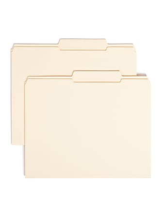 Smead® Guide 2/5-Cut File Folders, Letter Size (8 1/2" x 11"), Manila, Box Of 100