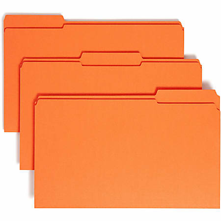 Smead® 1/3-Cut 2-Ply Color File Folders, Legal Size, Orange, Box Of 100