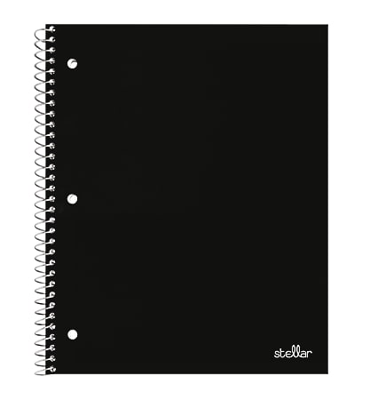 Office Depot® Brand Stellar Poly Notebook, 8" x 10 1/2", 1 Subject, Wide Ruled, 100 Sheets, Black