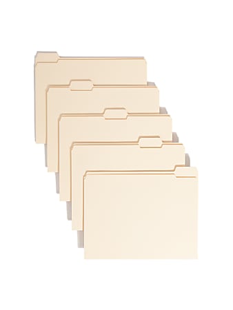 Smead&reg; Reinforced Tab Manila File Folders, Letter Size, 1/5 Cut, Pack Of 100