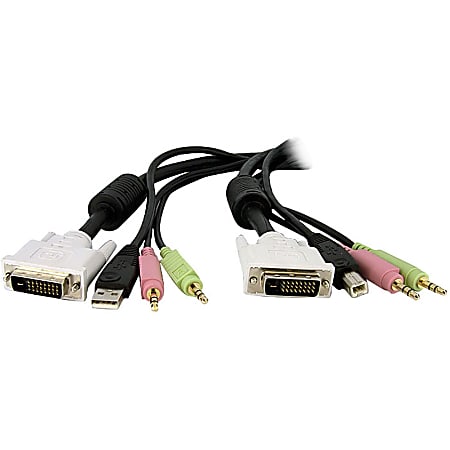 StarTech.com 15 ft 4-in-1 USB DVI KVM Switch Cable with Audio - DVI-D (Dual-Link) Male Video