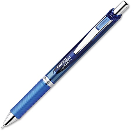 Pentel® EnerGel® RTX Liquid Gel Pen, Medium Point, 0.7 mm, Blue, Silver Barrel, Blue Ink