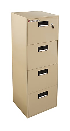 Sentry®Safe Fire-/Water-Resistant Letter-/Legal-Size Vertical File Cabinet, 4-Drawer, 55 1/2"H x 18 1/4"W x 21"D, Putty