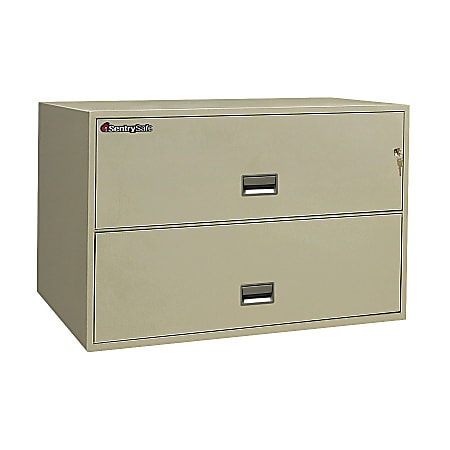 Sentry®Safe Fire-Resistant Letter-/Legal-Size Lateral File Cabinet, 2-Drawer, 27 5/8"H x 43"W x 20 3/8"D, Putty, White Glove Delivery