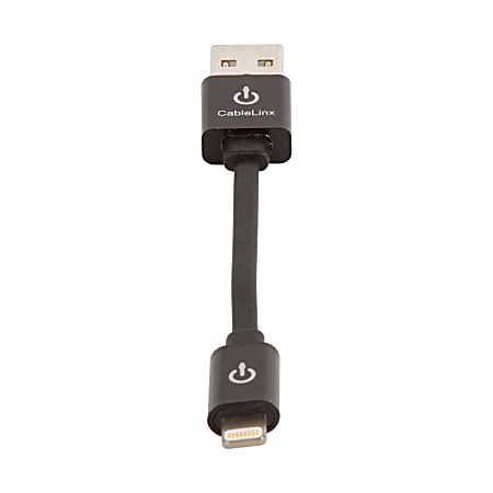 CableLinx Lightning-To-USB Charge-And-Sync Cable, 3.5", Black, APLMF-001