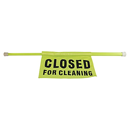 Impact Products Closed For Cleaning Safety Sign Pole - 1 Each - Closed for Cleaning Print/Message - 42" Width x 11.3" Height - Rectangular Shape - Flexible, Adjustable - Vinyl - Fluorescent Yellow, Fluorescent Green