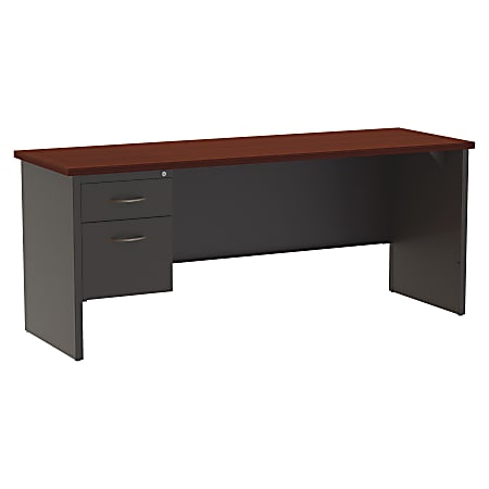 WorkPro® Modular 72"W x 24"D Left-Pedestal Computer Desk, Charcoal/Mahogany