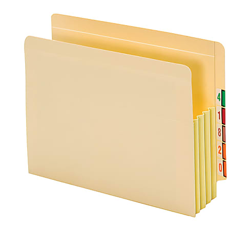 Pendaflex® End-Tab File Pockets With Tyvek® Gusset, 3 1/2" Expansion, Letter Size, Manila, Pack Of 10 Pockets