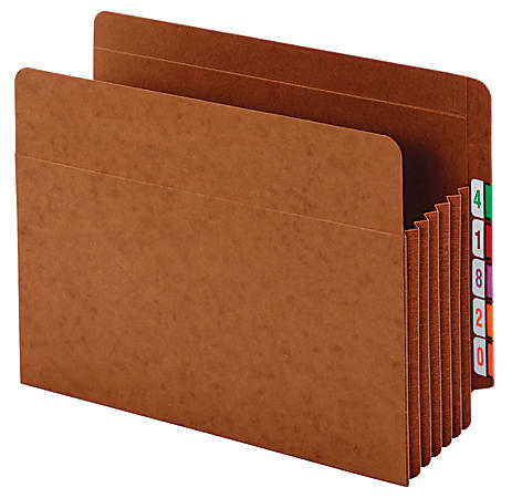 Pendaflex® End-Tab Heavy-Duty Expanding Pockets, 7" Expansion, Letter Size, Redrope Brown, Pack Of 5 Pockets