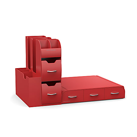 Mind Reader Combo 2-Piece Drawer And Condiment Organizer, Red